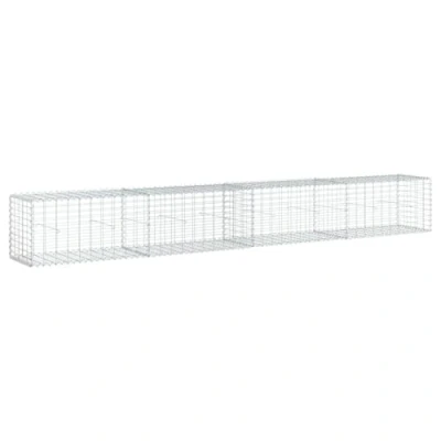 Imagen de vidaXL Cesta de gaviones con Cubierta Hierro galvanizado 400x50x50 cm, Muro gaviones, contención Valla