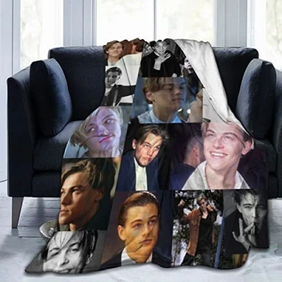 Imagen de LOUJIN Leonardo Actor Dicaprio, manta de franela ultra suave y ligera con aire acondicionado cálido para sofá cama, 125 cm x 100
