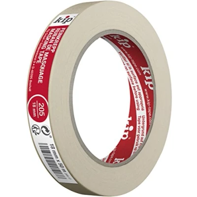 Imagen de Kip MASKING TEC crepé fino Cinta 18 mm x 50 m adhesiva impregnada para interiores Bellos bordes de color Alta fuerza Resistente al desgarro y flexible