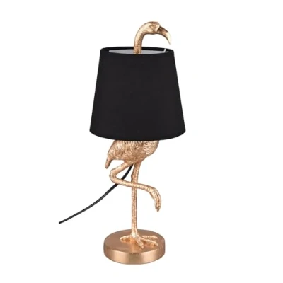 Imagen de Reality Leuchten Lámpara mesa Lola con figura flamenco, negro/oro