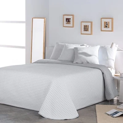 Imagen de VIALMAN Colcha Bouti Ligera Sofia 26 para Cama de Matrimonio 150 cm Tamaño 250 x 270 cm, Color Gris