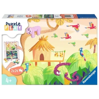 Imagen de Ravensburger Puzzle &amp; Play: Exploración en la Selva, 4 Años o Más, Puzzle, Puzles Niños Años, Juegos Educativos Niños, Regalo Niño 2x24 piezas