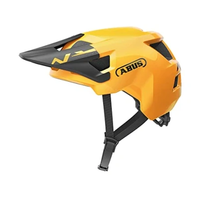 Imagen de ABUS casco MTB YouDrop de bicicleta para niños y adolescentes uso diario o excursiones off road con espacio una coleta amarillo, talla S
