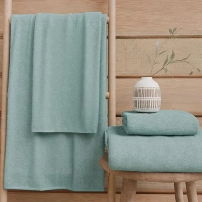 Imagen de PETTI Artigiani Italiani Toallas de baño 100% Rizo algodón, Juego 1+1, 2 Unidades 1 Toalla Cara y Manos, Aguamarina
