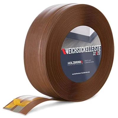 Imagen de HOLZBRINK Rodapiés flexible Autoadhesivo Roble Oscuro 32x23 mm, 20 m Zócalo