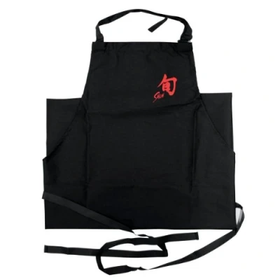 Imagen de KAI Shun delantal de cocina Premium Classic Edition, negro con logo rojo correa cintura para atar, cuello ajustable cocinar, parrilla