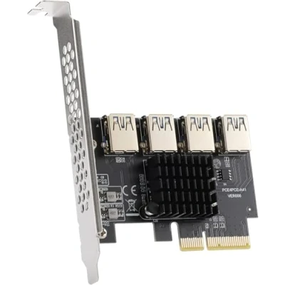 Imagen de MZHOU PCIe 1 à 4 Ports PCI Express, Carte de Montage 4X Slots, Multiplicatrice D&#039;adaptateur USB 3.0, pour Appareils Minage Bitcoin