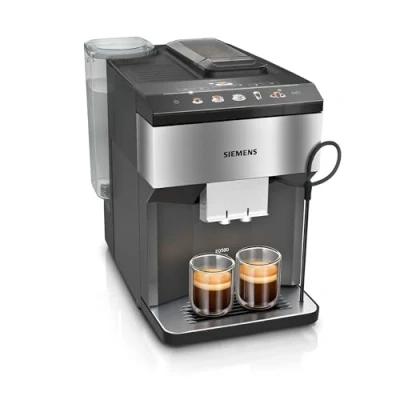 Imagen de Siemens, Cafetera totalmente automática, EQ500, Home Connect, aromaDouble Shot, autoMilk Clean, ceramDrive, coffeeSelect Display, OneTouch DoubleCup, acero inoxidable/negro, TP516RX3