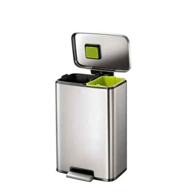 Imagen de EKO Cubo De Basura 25L + 20L Madison, Reciclaje Acero Inoxidable Doble Compartimento Cocina, Cierre Suave Cubos
