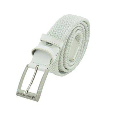 Imagen de Sergio Tacchini Cinturón trenzado, de Hombre y Mujer, tejido elástico cuero genuino, caja regalo Blanco 115