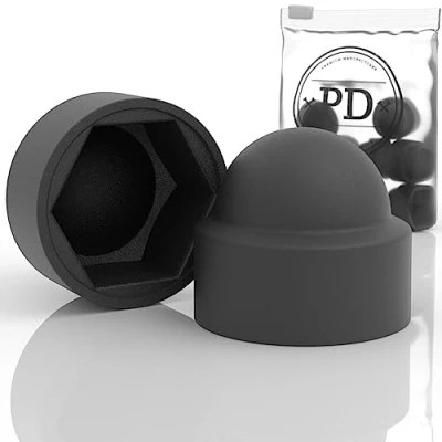 Imagen de PD® Tapas protectoras hexagonales M10 (ancho a través de planos 17) negro para tornillos plástico tuercas y cabeza tornillo 10 piezas