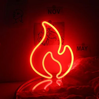 Imagen de Letreros de Neón Llama Para Pared Luces Rojo Letrero Fuego Led Luz nocturna Dormitorio Bar Restaurante Tienda Decoraciones El Hogar