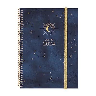 Imagen de Finocam Agenda 2024 Espiral Design Collection Semana Vista Horizontal Enero Diciembre (12 meses) Moon Internacional