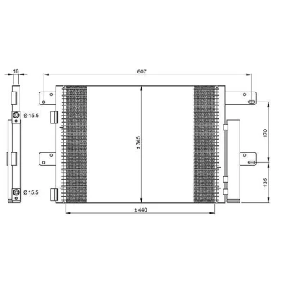 Imagen de NRF EASY FIT 35896 Condensador con secador, junta anular 15,5 Aluminio 440