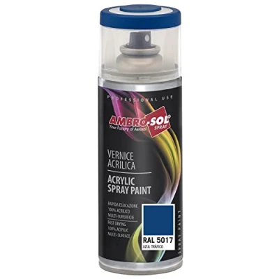 Imagen de AMBRO SOL Pintura acrílica en spray, color Azul tráfico , RAL 5017, resultado profesional múltiples superficies, exteriores e interiores, 400 ml