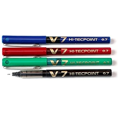 Imagen de Pilot V7 HI TECPOINT Juego de bolígrafos roller (4 unidades: 1 negro, azul, rojo y verde)