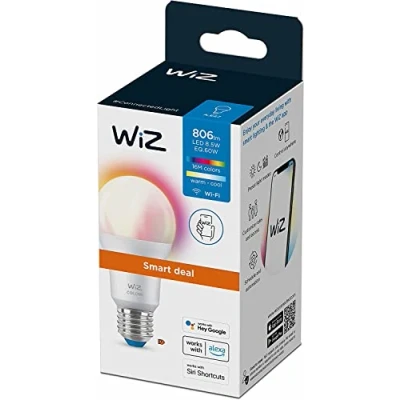 Imagen de WiZ Bombilla LED Inteligente Wi Fi, A60 8,5 W (Eq. 60 W) casquillo E27, Luz Blanca y de Colores, con tecnología SpaceSense compatible Alexa Google Home