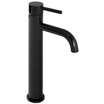 Imagen de Rea Grifo para lavabo Lungo NEGRO metálico Mezclador de baño latón alto monomando lavado a mano ajustable en frío y caliente (Negro metálico)