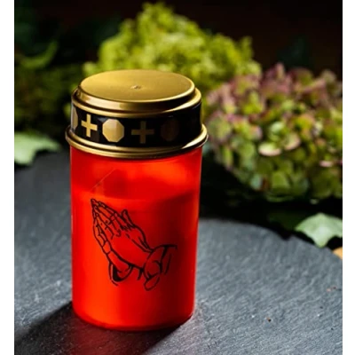 Imagen de Novaliv luz LED roja para tumbas con efecto parpadeante, batería, vela de cementerio, conmemorativa, luto, eterna