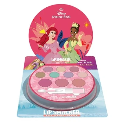 Imagen de Lip Smacker Princess Shimmer Color Palette, Set de 12 Piezas Maquillaje Infantil Princesas Disney con Cremas Brillantes, Colorete y Brochas, Divertido, Regalo