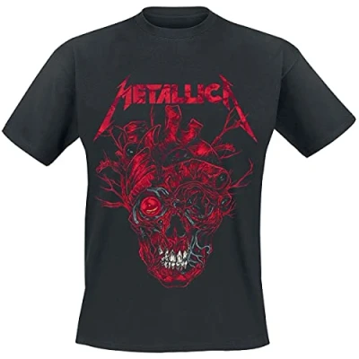 Imagen de Metallica Heart Skull Hombre Camiseta Negro M 100% algodón Regular