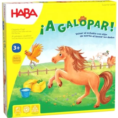 Imagen de HABA 1004321006 ¡A Galopar!, Juego Infantil de Mesa Recorrido y Estrategia. Más 3 años