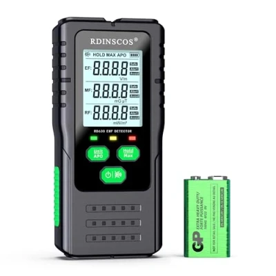 Imagen de Medidor EMF, detector digital recargable de radiación campo electromagnético mano, EMF LCD, gran probador para inspecciones en el hogar, oficina, exterior y (RD630)