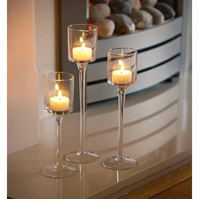 Imagen de Artis Elegante portavelas de cristal para mesa central boda, 3 unidades