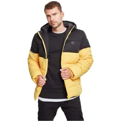 Imagen de Urban Classics Hooded 2 Tone Puffer Jacket, Chaqueta para Hombre, Gelb (Chromeyellow/Blk 01437), Small