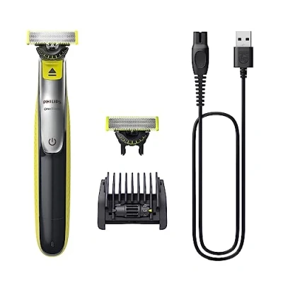 Imagen de Philips OneBlade 360 Maquinilla de Afeitar Híbrida, Barbero Eléctrico y Afeitadora, 2 Cuchillas 360, Peine Guía Ajustable 5 en 1 (modelo QP2734/30)