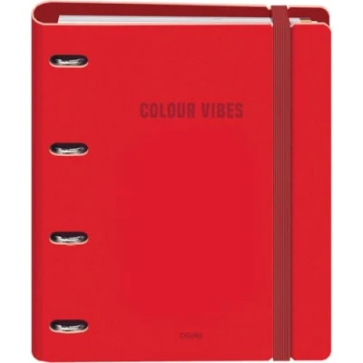 Imagen de Dohe Archivador con Recambio Carpeta 4 Anillas Polyfoam, A4 (28x32 cm), 100 Hojas Cuadriculadas, Suave y Resistente, Separadores de Colores, Sobre Almacenamiento Goma COLOUR VIBES Rojo