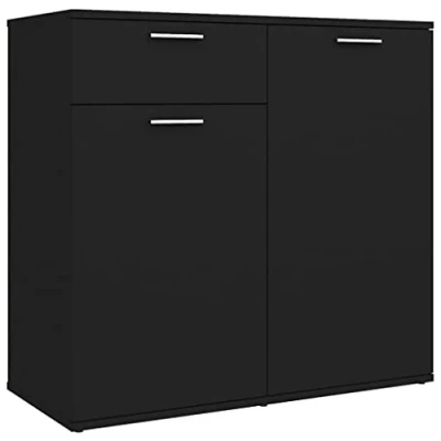 Imagen de vidaXL Aparador Entrada Acento Pasillo Vestíbulo Recibidor Auxiliar Decoración Hogar Casa Escritorio Mueble de Madera Contrachapada Negro 80x36x75 cm