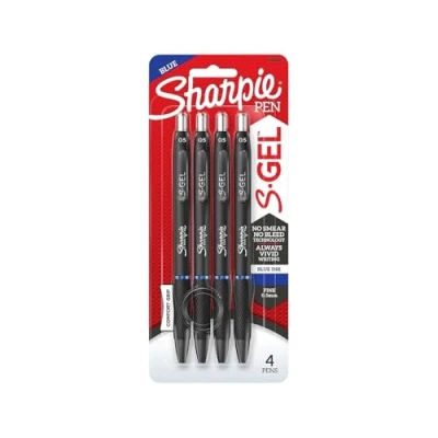Imagen de SHARPIE S gel Bolígrafo de retráctil, punta fina, tinta azul, paquete 4 (2116200)
