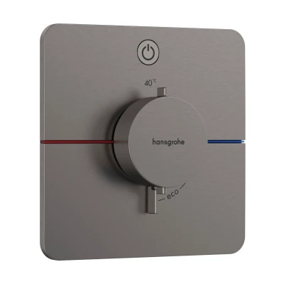 Imagen de hansgrohe ShowerSelect Comfort Q, termostato empotrado , grifo con botón de seguridad (SafetyStop) a 40 C, para ducha y bañera, mezclador 1 función, cromo negro cepillado