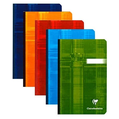 Imagen de Clairefontaine 69602C Lot de 5 Carnets Dos Toilé 11x17 cm 192 pages Petits Carreaux Papier Blanc 90 g Couverture Carte Pelliculée Couleur Aléatoire