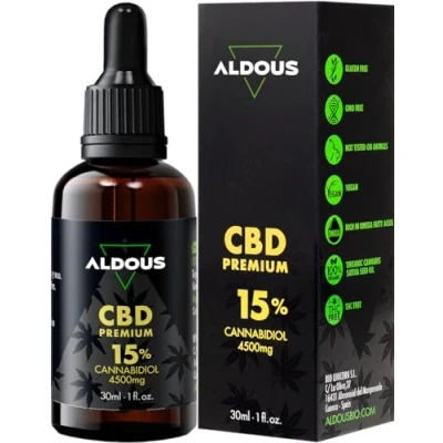 Imagen de Auténtico CBD Oil 15% Aceite de Cañamo Bio enriquecido 30ml 1200 gotas Premium Ayuda a reducir estrés, ansiedad y dolor Hemp con 4500mg Cannabidiol 0% THC
