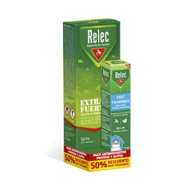 Imagen de Relec Pack antimosquitos Spray Extra Fuerte + Post Picaduras repelente con eficacia y hasta 9h protección contra el mosquito tigre