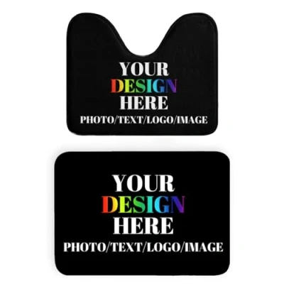 Imagen de LLLGSH Juego de alfombras baño Personalizadas 2 Piezas, Alfombrilla Personalizadas, Personalizada con Foto Texto, para bañera,Ducha y