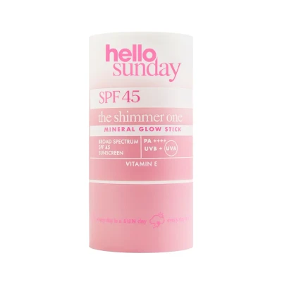 Imagen de Hello Sunday The Shimmer One Barra mineral Glow SPF 45 con ácido hialurónico Protector solar hidratante y fácil de transportar acabado bañado por el sol
