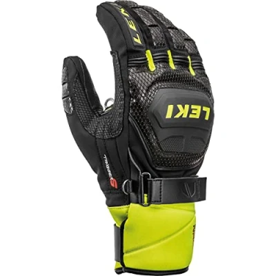 Imagen de LEKI Worldcup Race Coach Flex S GTX Guantes (Talla 8), Color Negro y Amarillo