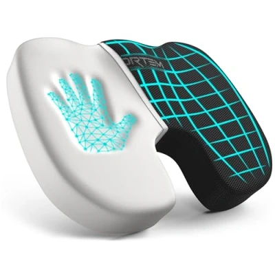 Imagen de FORTEM Cojin Silla Oficina, Almohada en Forma de U, Cojín Espuma Viscoelástica, Antideslizante para Sentarse Gaming, Asiento Coche, Funda Lavable