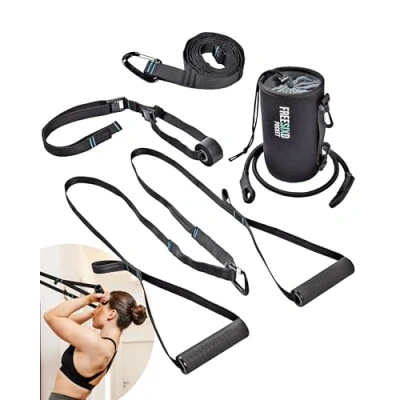 Imagen de FREESIXD Correas de Entrenamiento en suspensión Kit Juego Trainer Fitness con Anclaje puerta para Gimnasio casa Adecuado Viajes, Interiores y Exteriores, Ejercicio