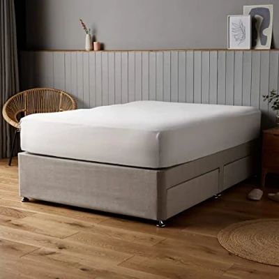Imagen de Silentnight Sábana Bajera Ajustable Supersoft Collection, Color Blanco, tamaño King, Muy Suave y fácil de Limpiar, sin Planchar, con Dobladillo elástico para Adaptarse Perfectamente a tu colchón