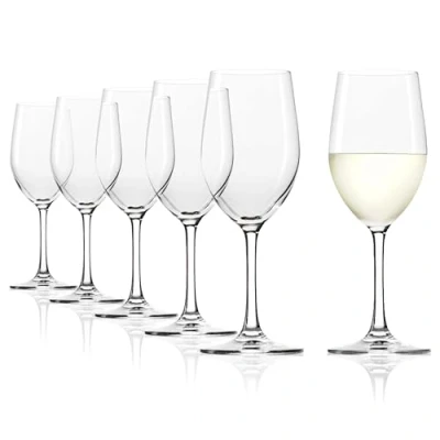 Imagen de Stölzle Lausitz Juego de 6 copas vino blanco clásicas para blanco, aptas lavavajillas, irrompibles