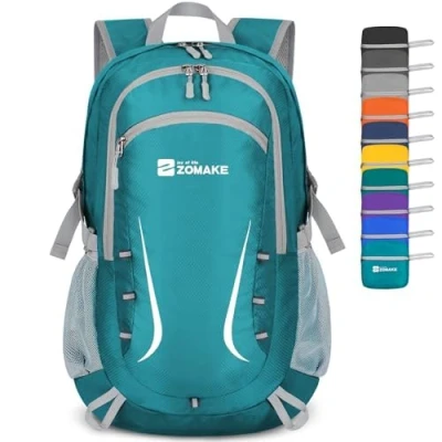 Imagen de ZOMAKE Mochila Plegable Ligera 40L,Mochilas Compacta con Resistencia al Agua para Hombre,Mujer,Viajar,Senderismo,Al Aire Libre(Lago Verde)