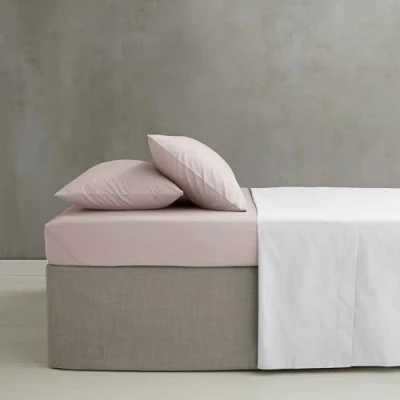 Imagen de Catherine Lansfield Sábana Bajera Ajustable de percal Peinado para Cama Doble, Color Rosa