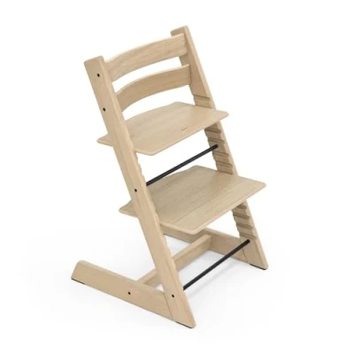 Imagen de Silla Tripp Trapp de Stokke, roble Natural ajustable, evolutiva para recién nacidos, niños y adultos Práctica, cómoda ergonómica Diseño atemporal Hecha con madera