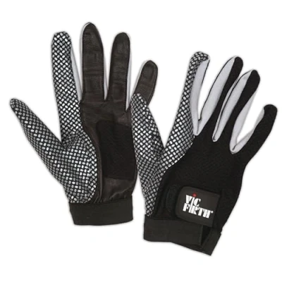Imagen de Vic FIrth Gloves Guantes Para Baterista, Agarre Mejorado y Palma con Ventilación color negra/color gris Talla S