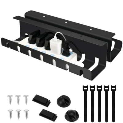 Imagen de Organizador de cables para escritorio (juego 2 unidades) gestión escritorio, juego completo, soporte cables, bajo el orden en
