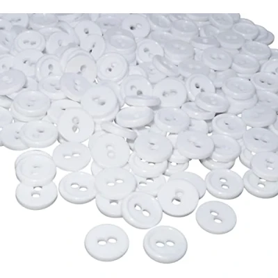 Imagen de AERZETIX C56340 Juego de 100 Botones redondos para costura Ø11.5x2.2mm con 2 agujeros diámetro apertura 2mm color blanco en plástico decoración mercería moda